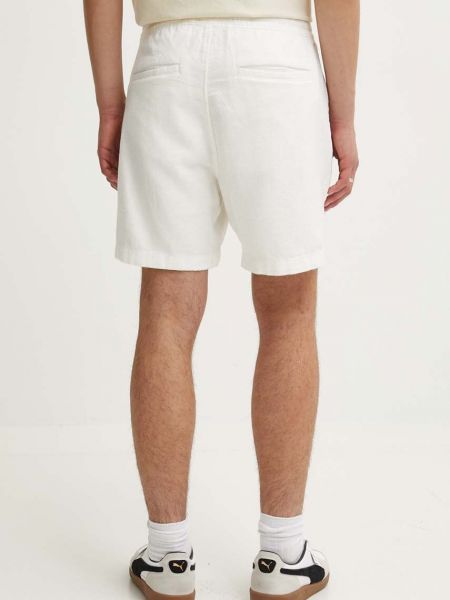 Pantaloni scurți din stofă de in Abercrombie & Fitch alb