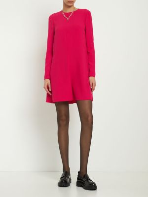 Satenska mini obleka z dolgimi rokavi iz krep tkanine Red Valentino črna