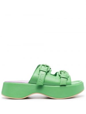 Кожени сандали с катарама 3juin зелено