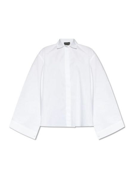 Koszula bawełniana oversize Emporio Armani biała