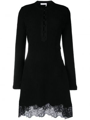 Vlněné pletené šaty Chloé - černá