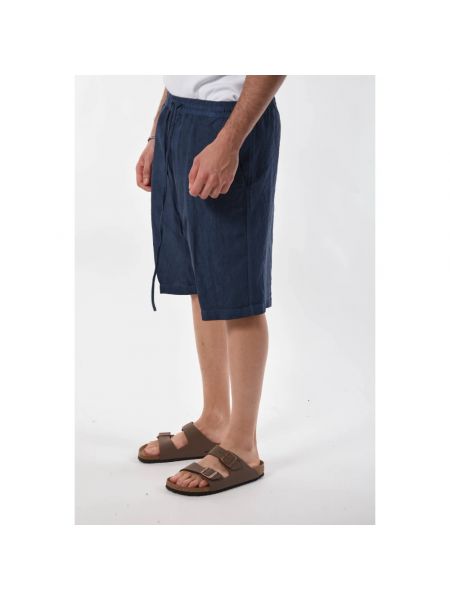 Pantalones cortos de lino casual 120% Lino azul