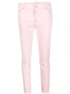 Skinny fit džínsy s nízkym pásom Dsquared2 ružová
