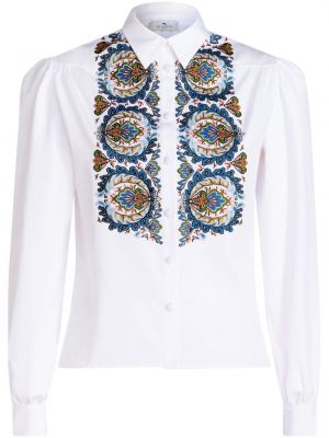 Koszula bawełniana z nadrukiem z wzorem paisley Etro biała