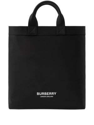 Shopper kabelka z nylonu s potiskem Burberry černá