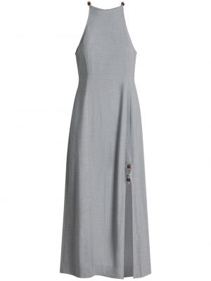 Midi šaty s korálky Ganni šedé