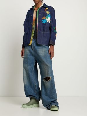 Květinová bavlněná džínová bunda s výšivkou Andersson Bell
