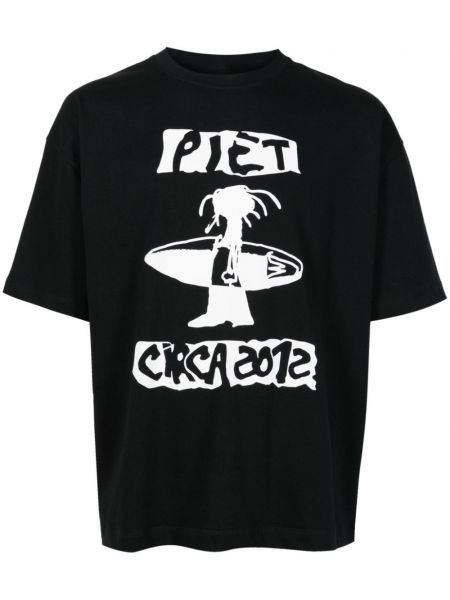 Pamučna majica s printom Piet crna