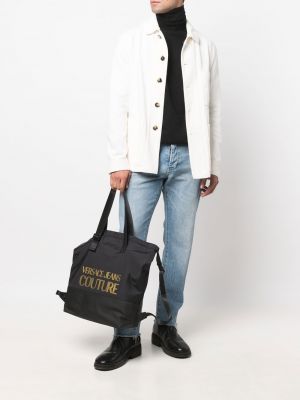 Shopper handtasche mit print Versace Jeans Couture schwarz