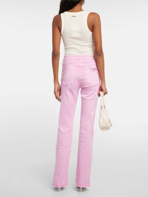 Bavlněné rovné kalhoty Ag Jeans růžové