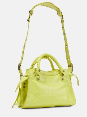 Kožená nákupná taška Balenciaga zelená