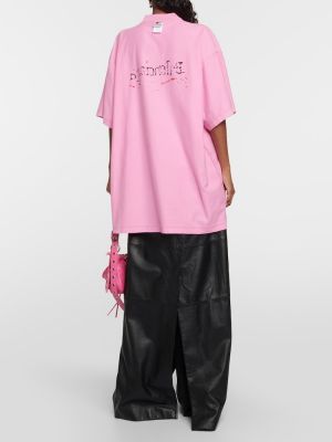 Памучна тениска от джърси Balenciaga розово
