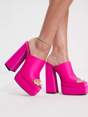 Атласные туфли на платформе Public Desire розовые