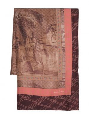 Fular de mătase cu imagine Pierre-louis Mascia maro