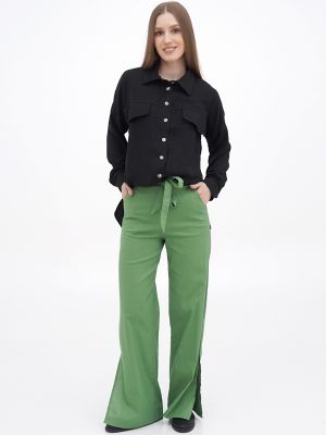 Льняные брюки Equilibri зеленые