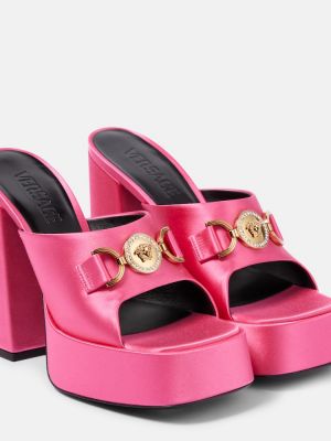 Sandale din satin cu platformă Versace roz