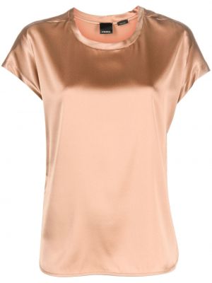 Hodvábne tričko s okrúhlym výstrihom Pinko béžová