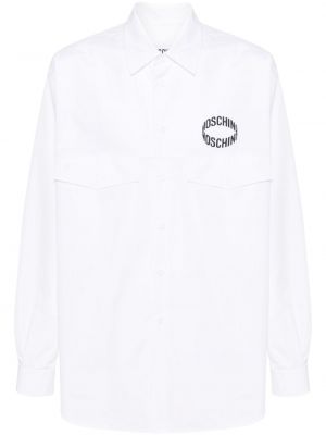 Памучна риза с принт Moschino бяло