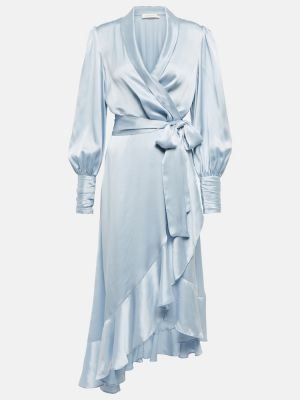 Hodvábne saténové midi šaty Zimmermann modrá