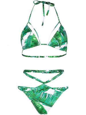 Bikini con stampa Noire Swimwear verde