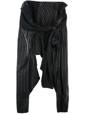 Pruhované vlněné kalhoty Yohji Yamamoto černé