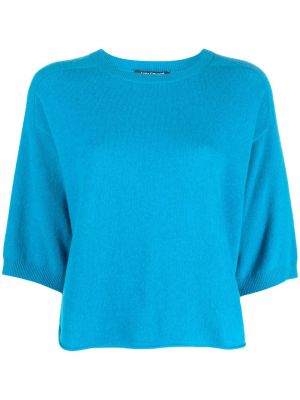 Kašmírový vlněný svetr s kulatým výstřihem Luisa Cerano modrý