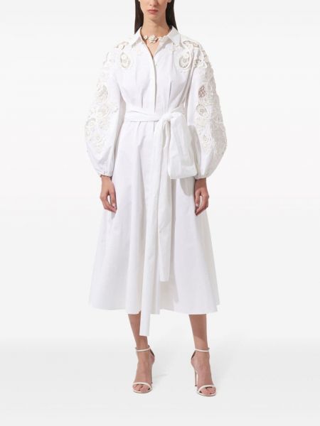 Krajkové bavlněné rovné šaty Carolina Herrera bílé