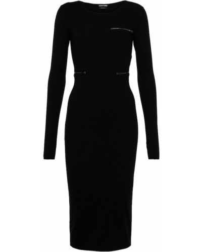 Vlněné midi šaty Tom Ford černé