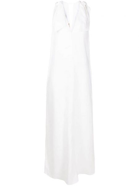 Lniana sukienka z kokardką Adriana Degreas biała