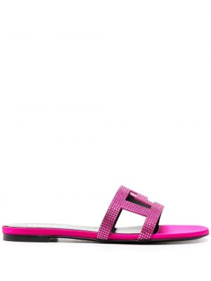 Sandale fără toc de cristal Versace roz