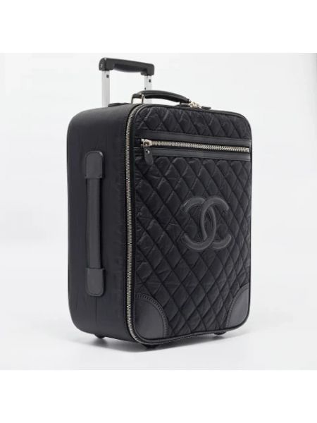 Bolsa de viaje de cuero Chanel Vintage negro