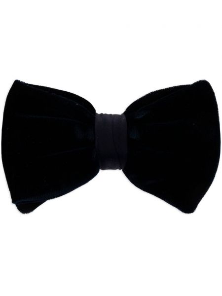 Žametna kravata z lokom iz rebrastega žameta Giorgio Armani črna