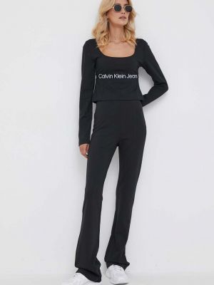 Majica z dolgimi rokavi z dolgimi rokavi Calvin Klein Jeans črna