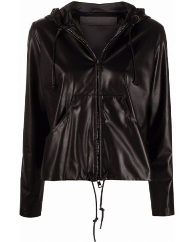 Кожаная куртка с капюшоном Giorgio Brato, черная