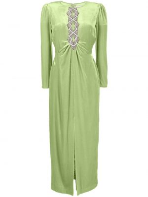 Žametna večerna obleka iz rebrastega žameta Saloni zelena
