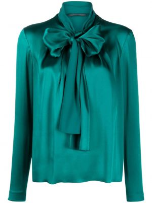 Сатенена блуза с панделка Alberta Ferretti зелено