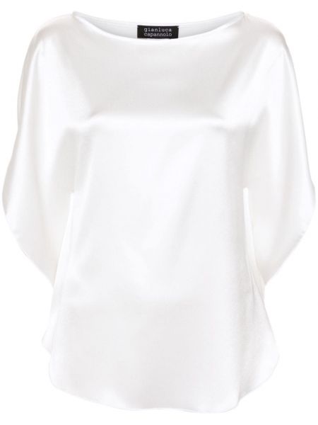 Сатенена къса блуза Gianluca Capannolo бяло