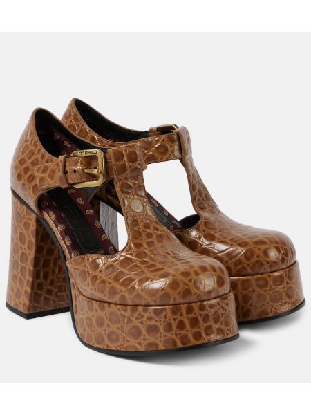 Läder mary jane pumps Etro brun