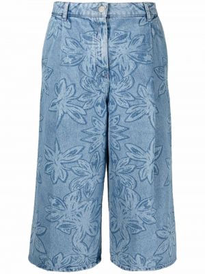 Trykt floral jeans-shorts Nina Ricci blå