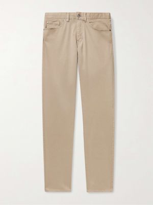 Хлопковые атласные брюки из модала Peter Millar коричневые