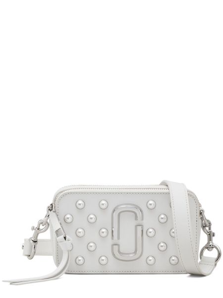 Kožená kabelka s perlami Marc Jacobs biela