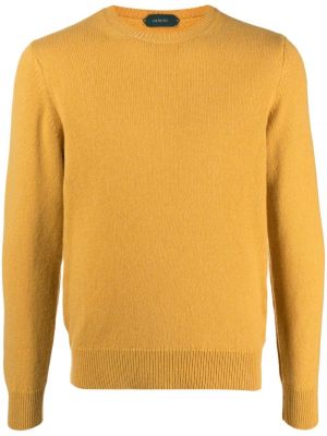 Vlnený sveter s okrúhlym výstrihom Zanone žltá