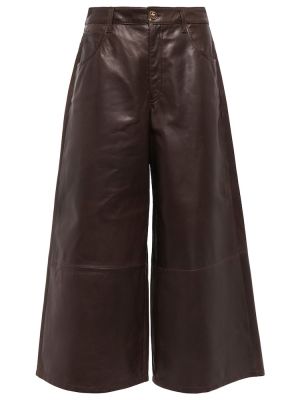 Кожени широки панталони тип „марлен“ Etro кафяво