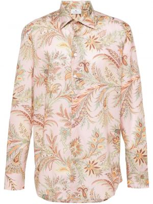 Φλοράλ βαμβακερό πουκάμισο με σχέδιο Etro ροζ