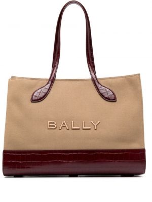 Shopper kabelka s výšivkou Bally hnědá