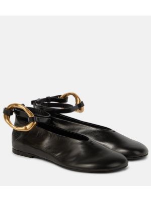 Bőr balerina cipők Jil Sander fekete