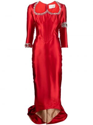 Вечерна рокля с кристали Cristina Savulescu червено