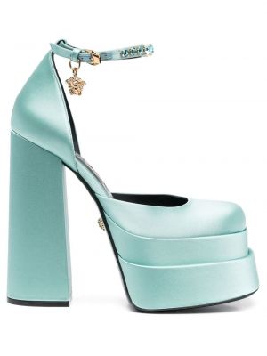 Saténové sandále na podpätku Versace