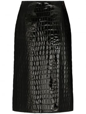 Hodvábna sukňa s potlačou Dolce & Gabbana čierna