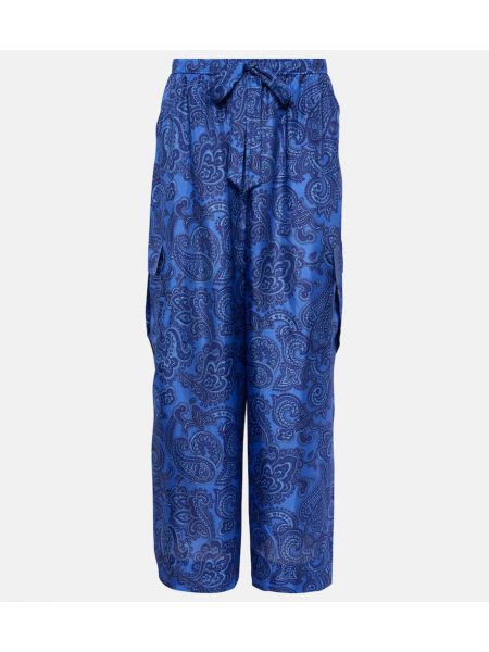 Μεταξωτό φαρδύ παντελόνι paisley Zimmermann μπλε